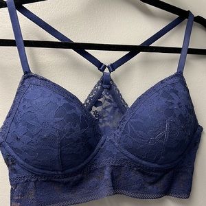 Victoria Secret Racerback Bralette Navy Blue Large